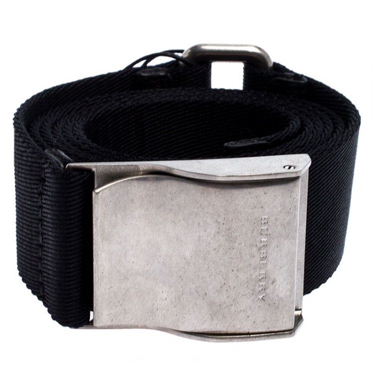 Pre Owned Burberry Black Canvas Zach Webbing Belt 105CM