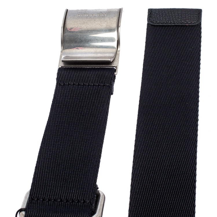 Pre Owned Burberry Black Canvas Zach Webbing Belt 105CM