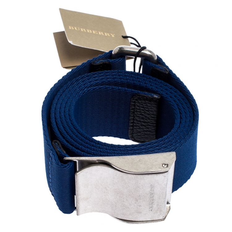 Pre Owned Burberry Blue Canvas Zach Webbing Belt 100CM