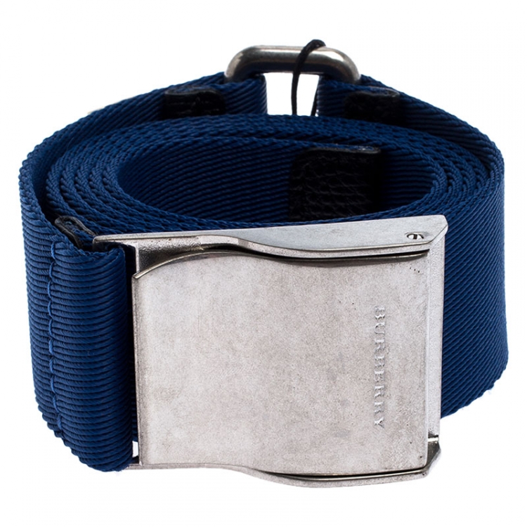Pre Owned Burberry Blue Canvas Zach Webbing Belt 100CM