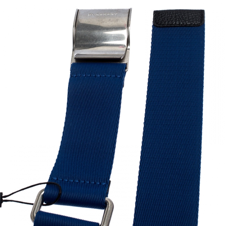 Pre Owned Burberry Blue Canvas Zach Webbing Belt 100CM