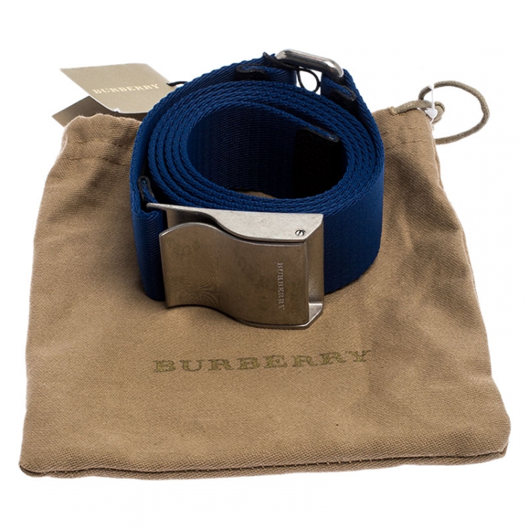 Pre Owned Burberry Blue Canvas Zach Webbing Belt 100CM