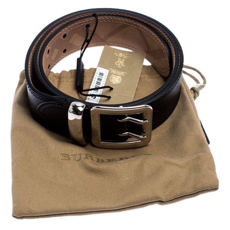 مملوكة مسبقًا Burberry Black Leather Morgan Belt 90CM