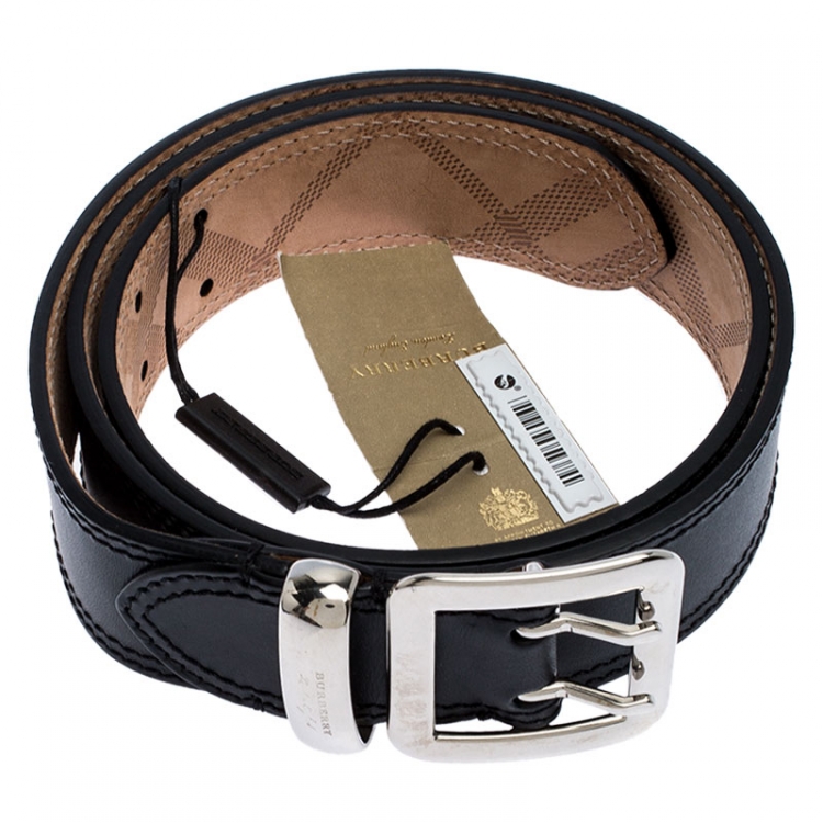 مملوكة مسبقًا Burberry Black Leather Morgan Belt 90CM