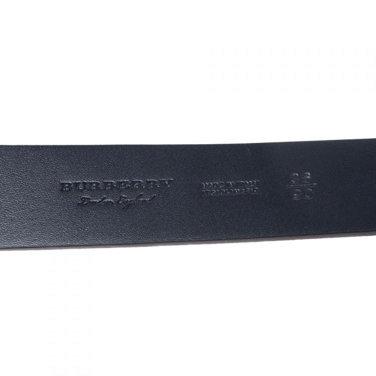 Pre Owned Burberry Russet Brown Leather Gray 35 Belt 90CM