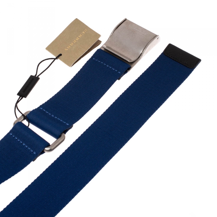 Pre Owned Burberry Blue Canvas Zach Webbing Belt 90CM