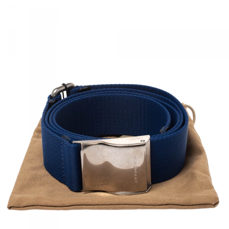 Pre Owned Burberry Blue Canvas Zach Webbing Belt 90CM