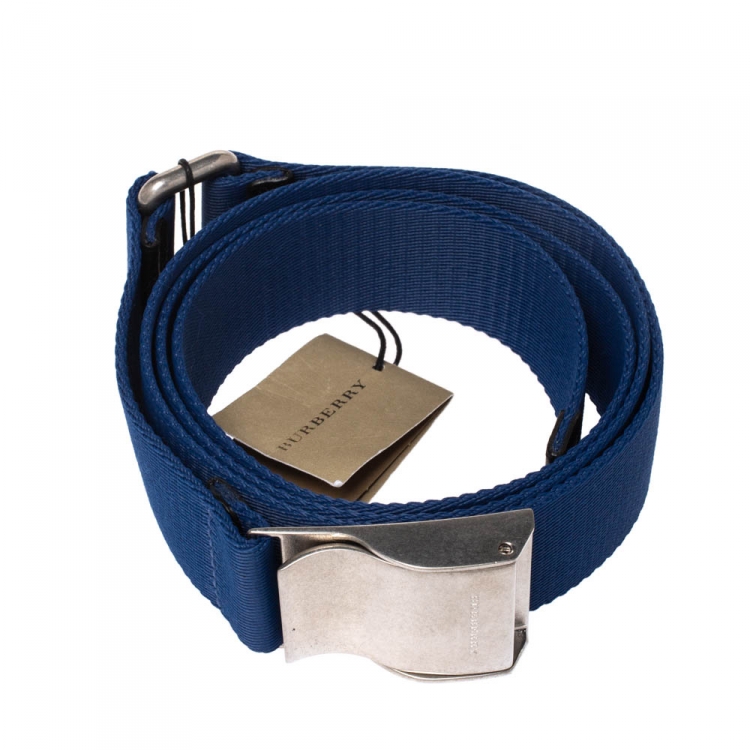 Pre Owned Burberry Blue Canvas Zach Webbing Belt 90CM