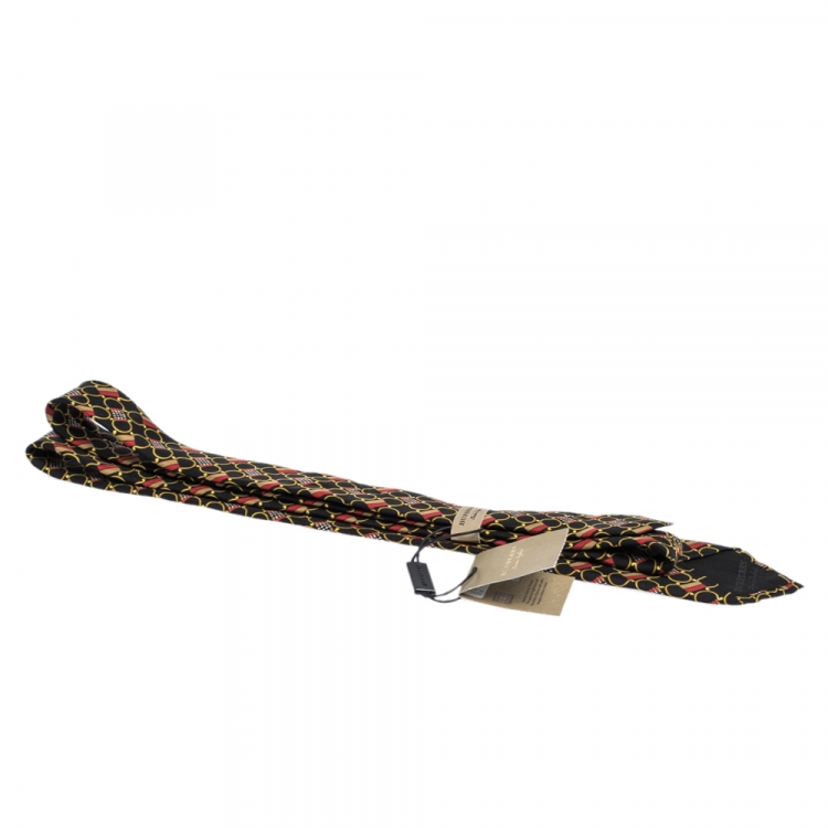 Pre Owned Burberry Black Archive Scarf Print Silk Slim Tie
