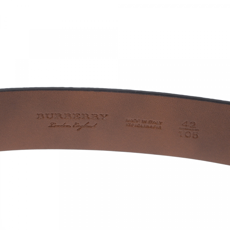 Pre Owned Burberry Black Leather Joe Buckle Belt 105CM