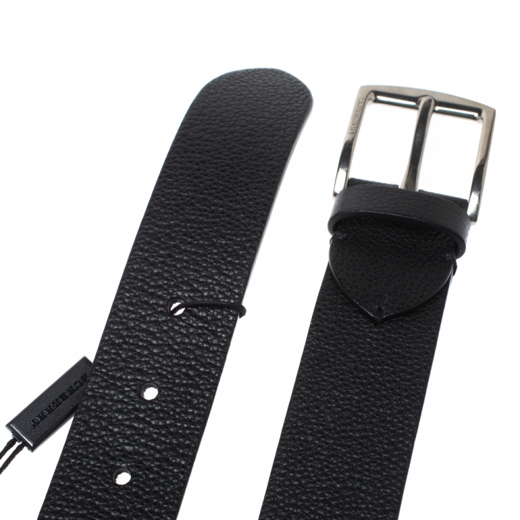 Pre Owned Burberry Black Leather Joe Buckle Belt 105CM