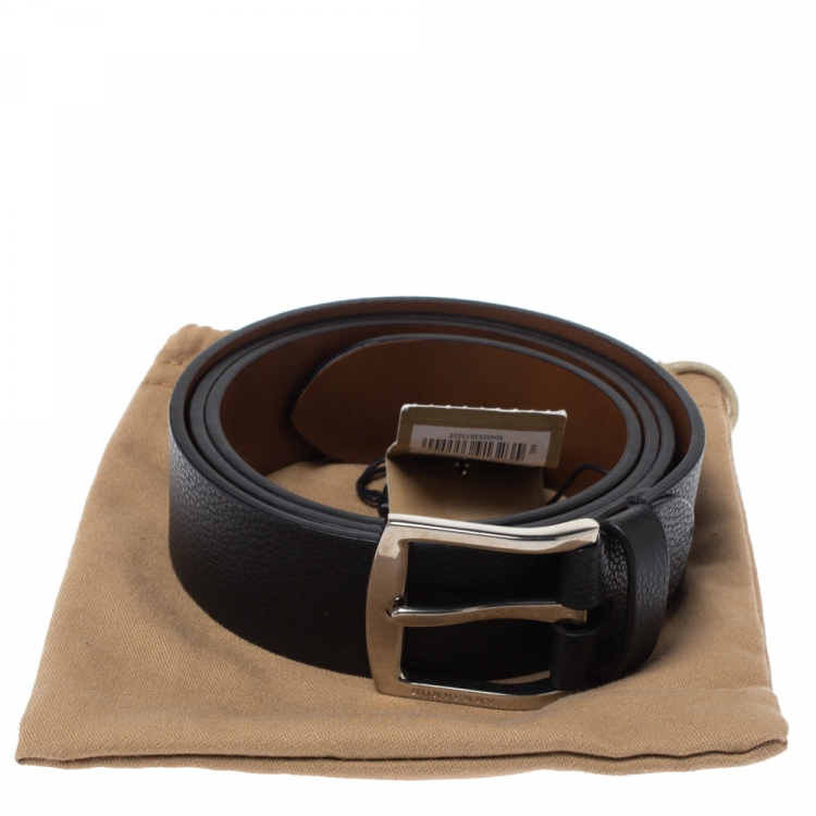 Pre Owned Burberry Black Leather Joe Buckle Belt 105CM