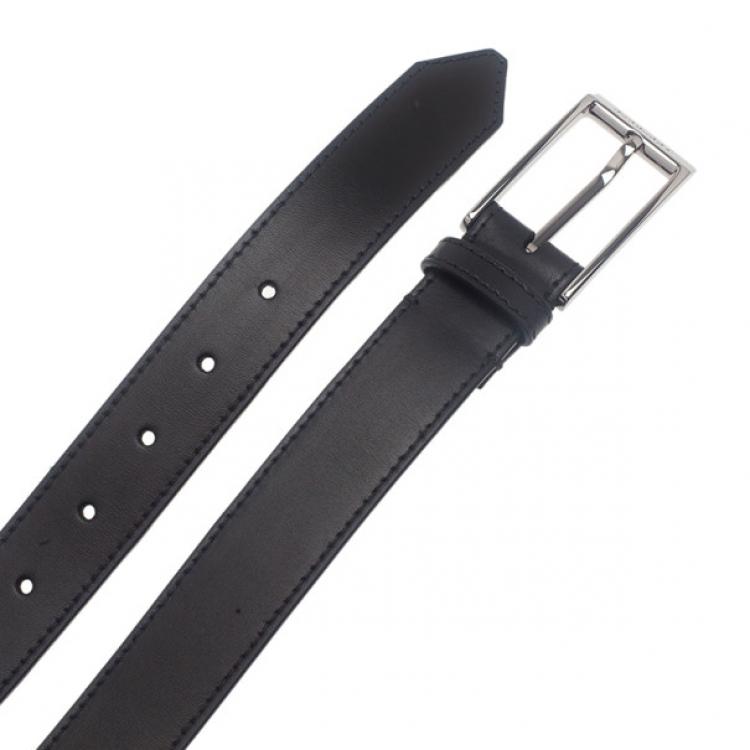Pre Owned Burberry Black Leather Belt 85CM