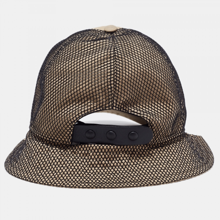 Pre Owned Burberry Beige Cotton & Mesh Trucker Bucket Hat M