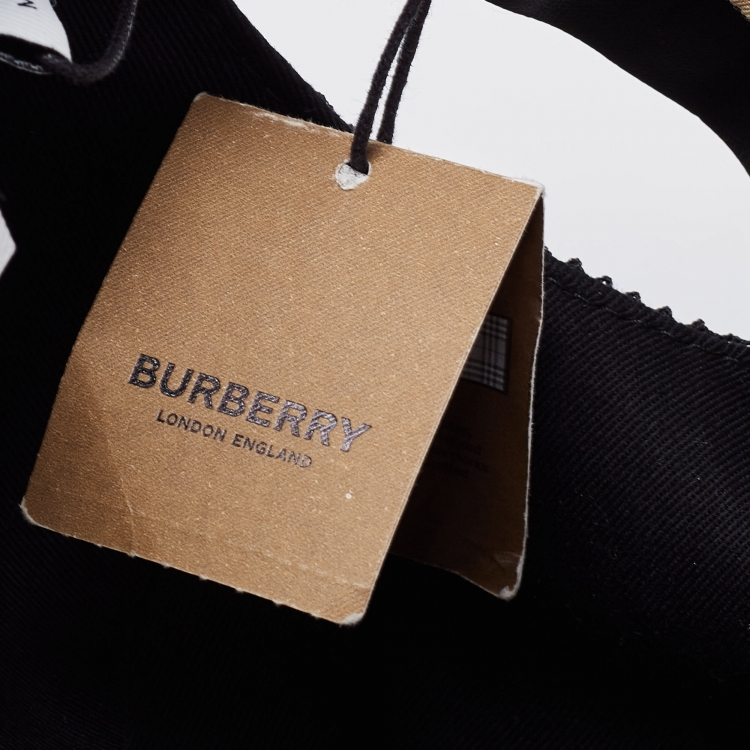 Pre Owned Burberry Beige Cotton & Mesh Trucker Bucket Hat M