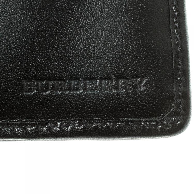 Pre Owned Burberry Black Beat Check Coated Canvas Bifold Wallet