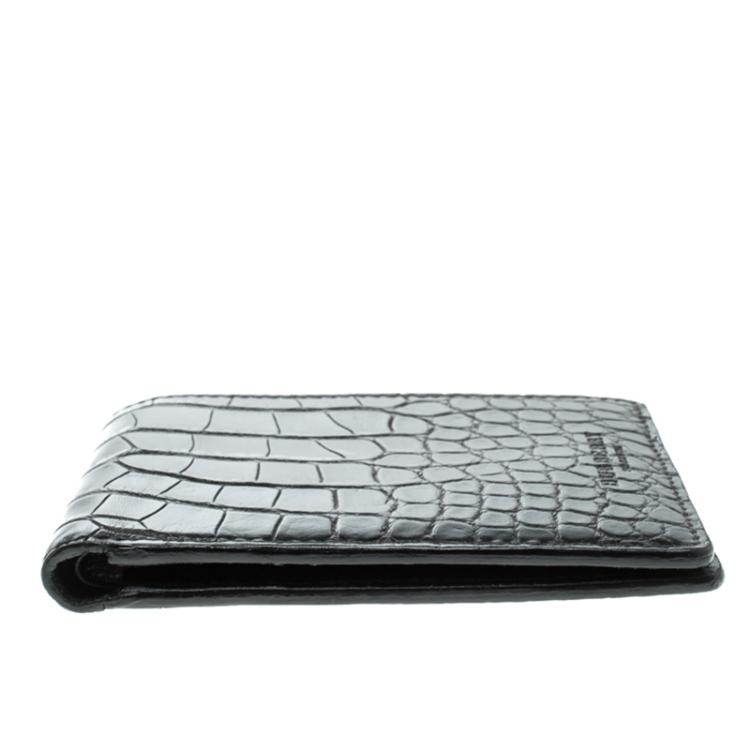 Pre Owned Burberry Black Alligator Bifold Wallet
