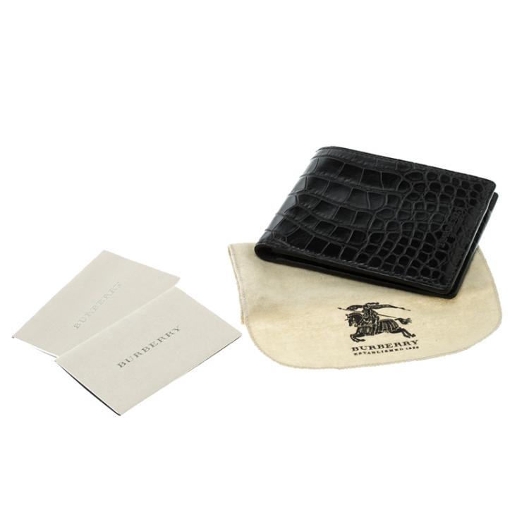 Pre Owned Burberry Black Alligator Bifold Wallet