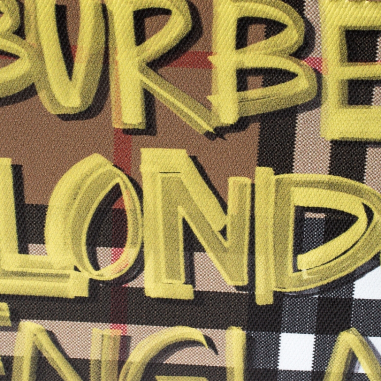 Pre Owned Burberry Multicolor Graffiti Print Vintage Check Coated Canvas Bifold Wallet