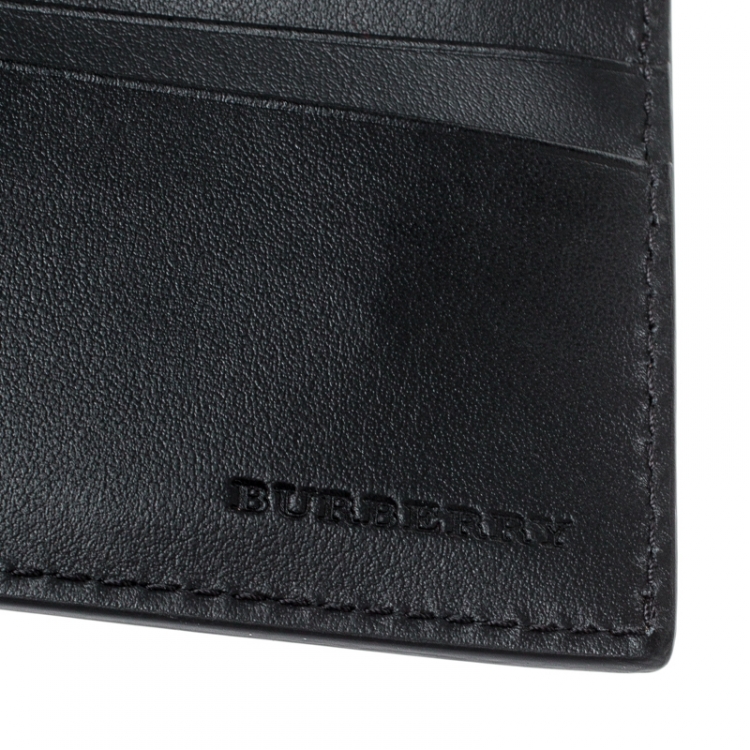 Pre Owned Burberry Multicolor Graffiti Print Check Leather Bifold Wallet