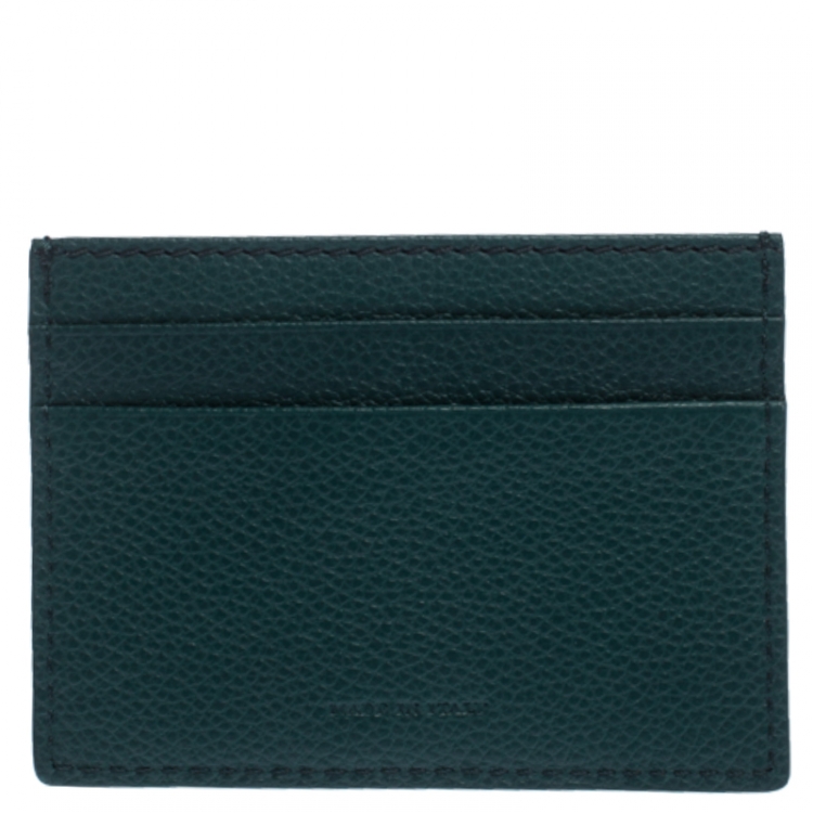 Pre Owned Burberry Green Leather Card Holder