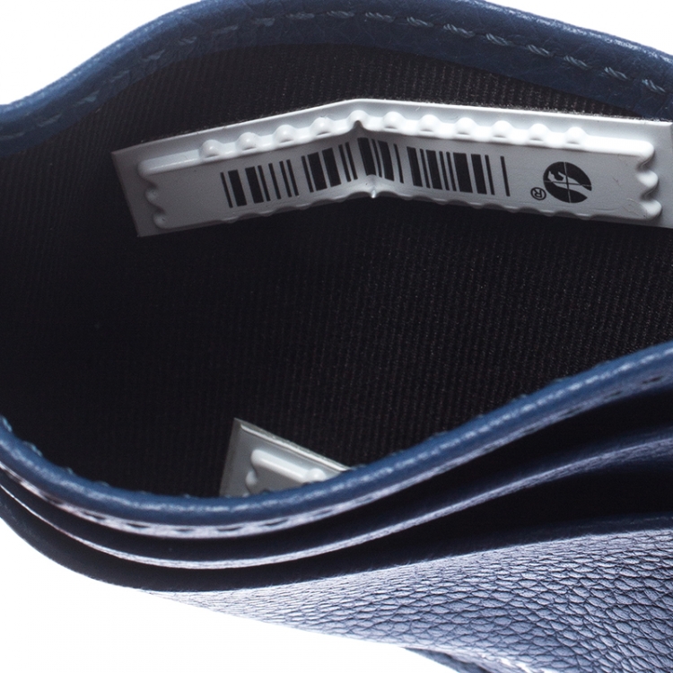 Pre Owned Burberry Blue Leather Card Holder