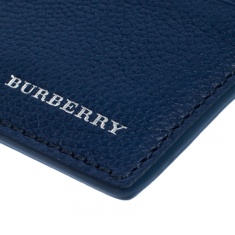 Pre Owned Burberry Blue Leather Card Holder