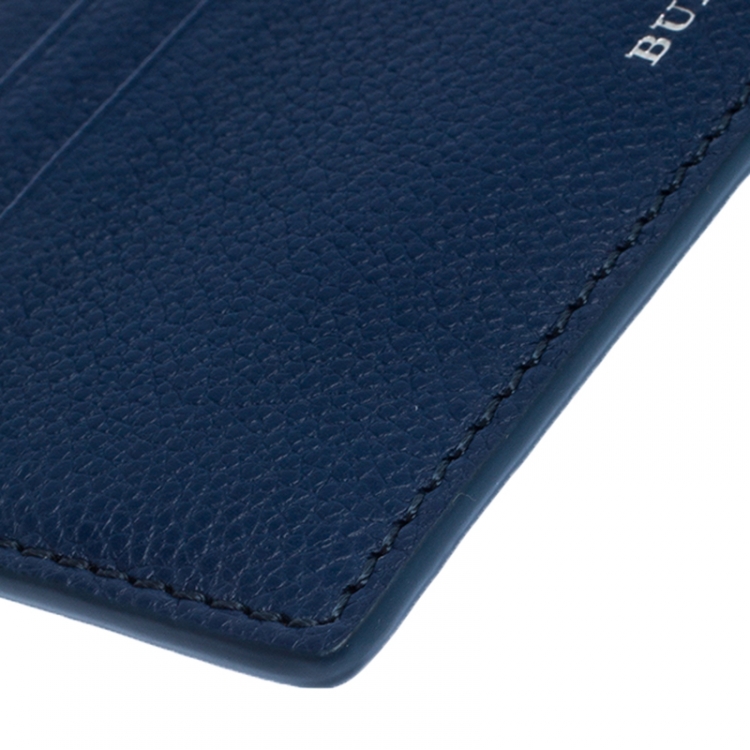 Pre Owned Burberry Blue Leather Card Holder