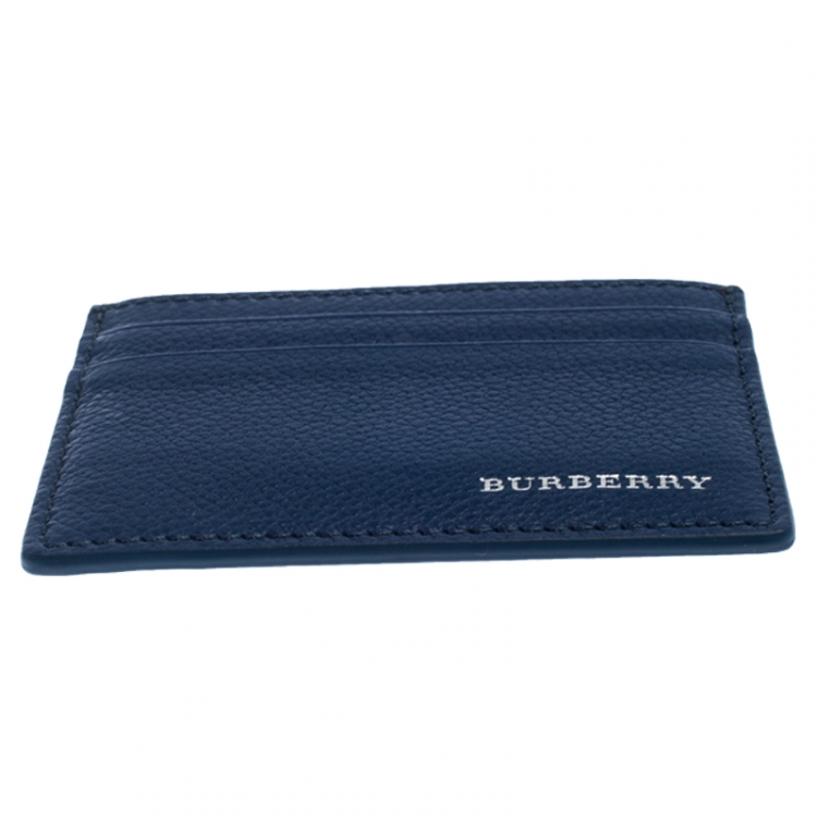 Pre Owned Burberry Blue Leather Card Holder