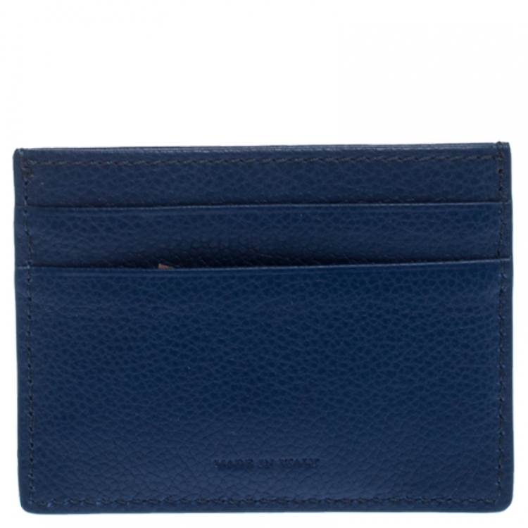 Pre Owned Burberry Blue Leather Card Holder