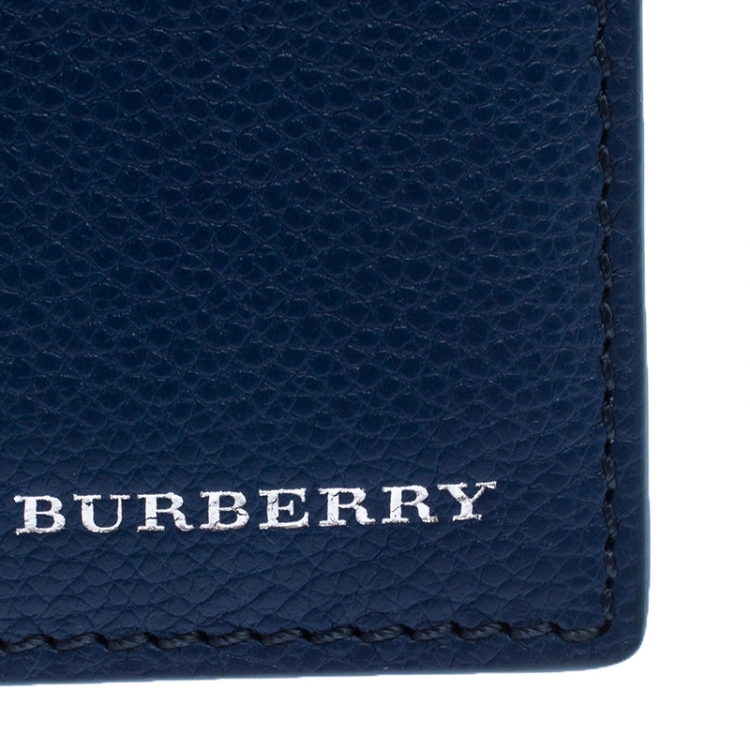 Pre Owned Burberry Blue Leather Card Holder