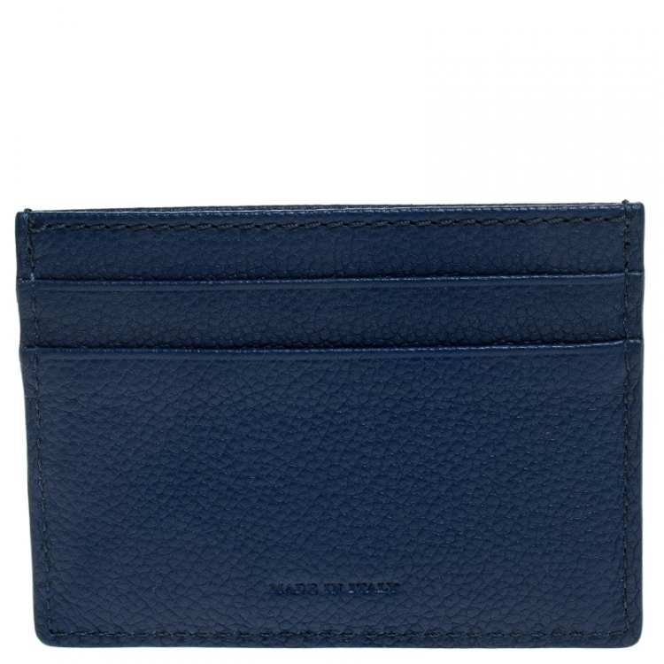 Pre Owned Burberry Blue Leather Card Case
