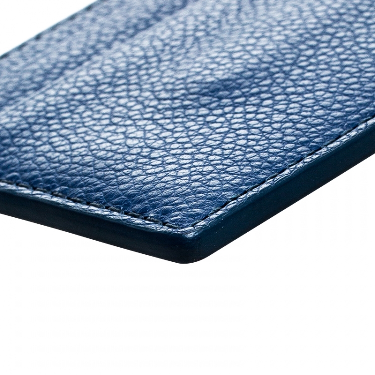 Pre Owned Burberry Blue Leather Card Case