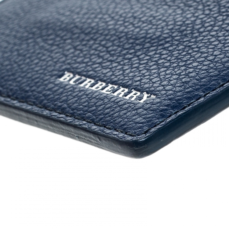 Pre Owned Burberry Blue Leather Card Case