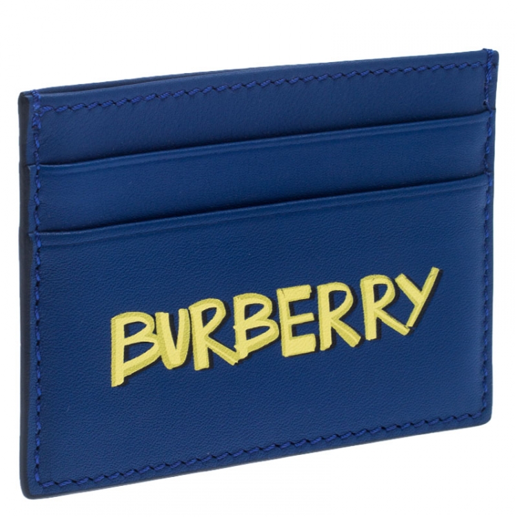 Pre Owned Burberry Blue Leather Sandon Card Holder