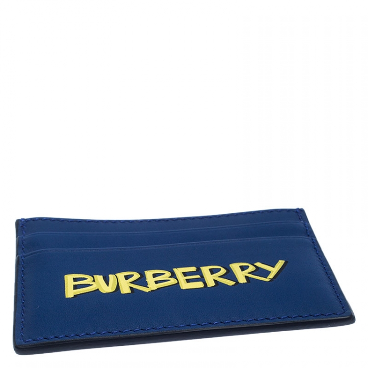 Pre Owned Burberry Blue Leather Sandon Card Holder