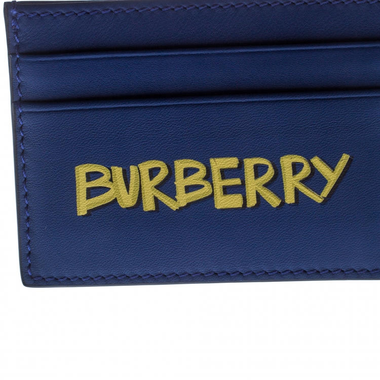 Pre Owned Burberry Blue Leather Sandon Card Holder