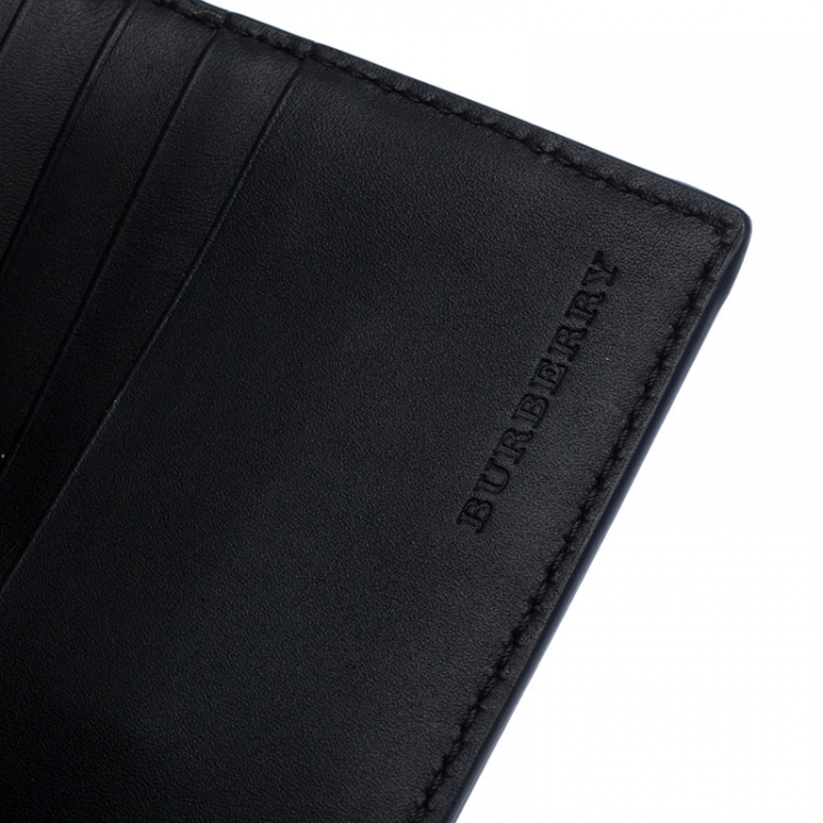 Pre Owned Burberry Blue Leather Bifold Wallet