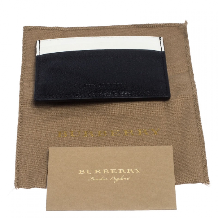 Pre Owned Burberry Black/White Leather Card Case