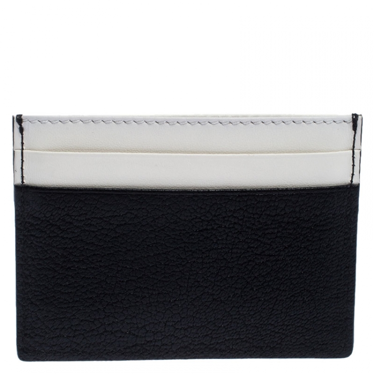 Pre Owned Burberry Black/White Leather Card Case