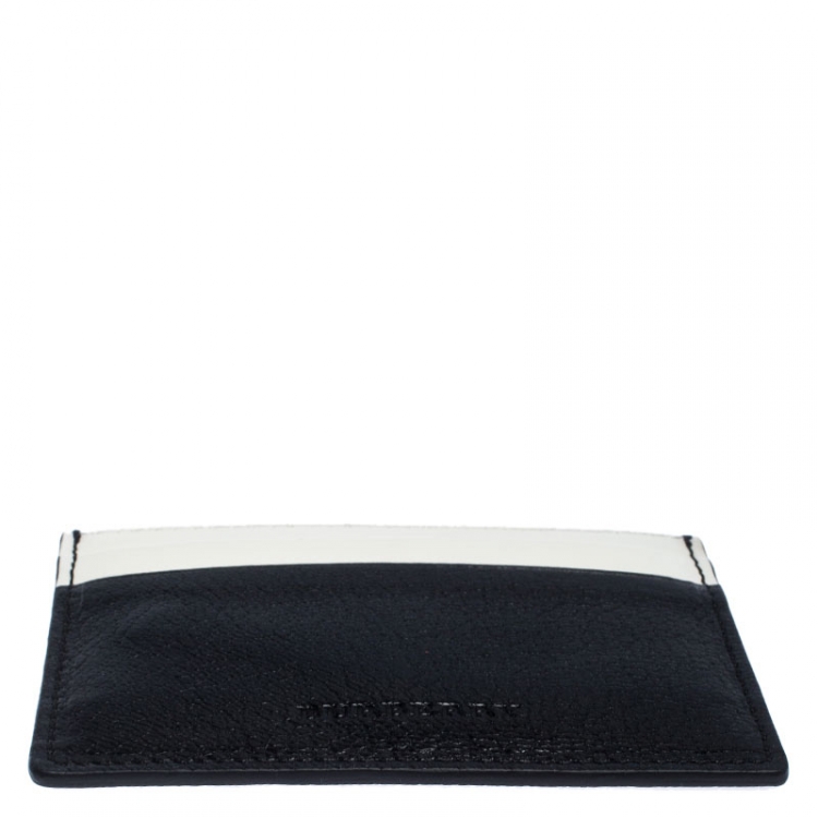 Pre Owned Burberry Black/White Leather Card Case