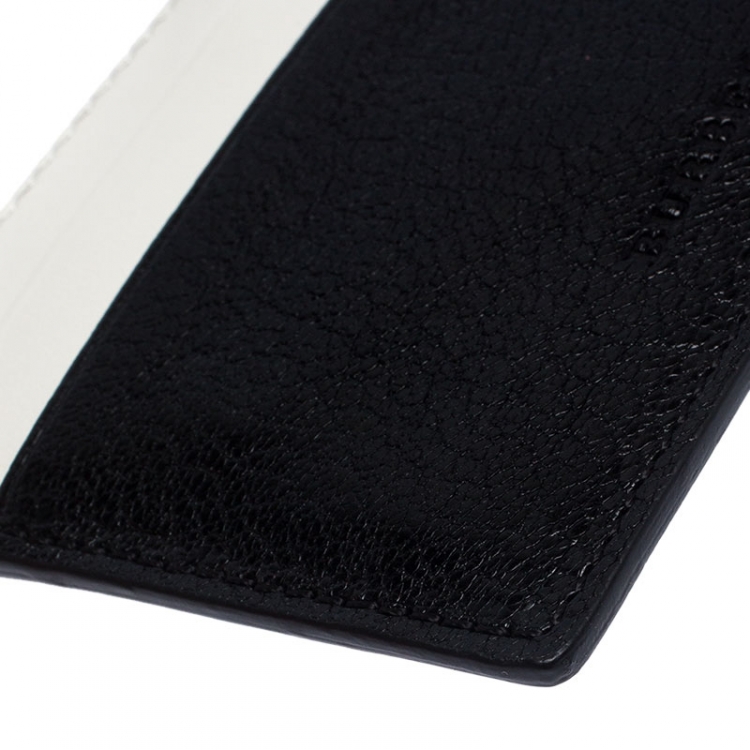 Pre Owned Burberry Black/White Leather Card Case