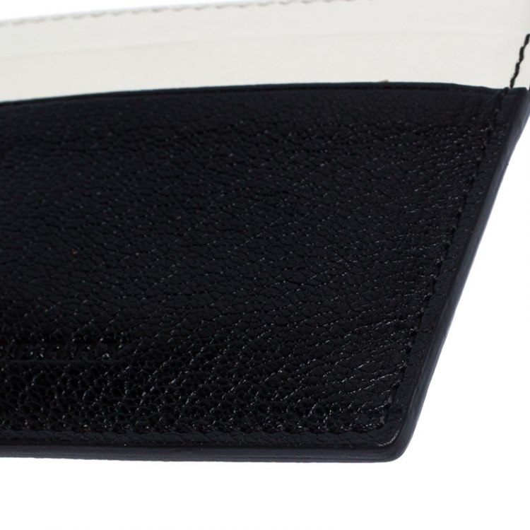 Pre Owned Burberry Black/White Leather Card Case