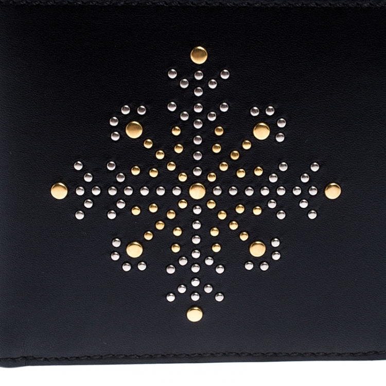 Pre Owned Burberry Black Leather Studs Bifold Wallet