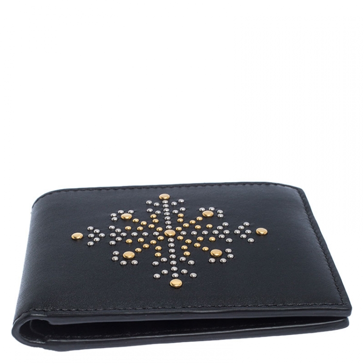 Pre Owned Burberry Black Leather Studs Bifold Wallet