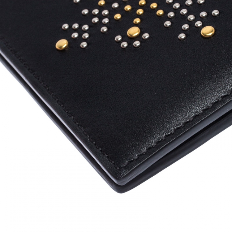 Pre Owned Burberry Black Leather Studs Bifold Wallet