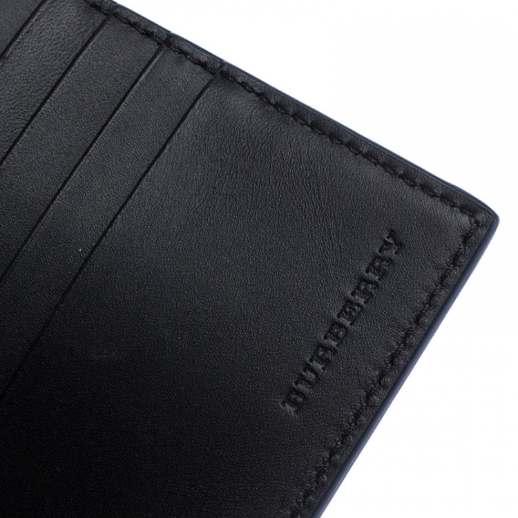 Pre Owned Burberry Blue Graffiti Print Leather Bifold Wallet