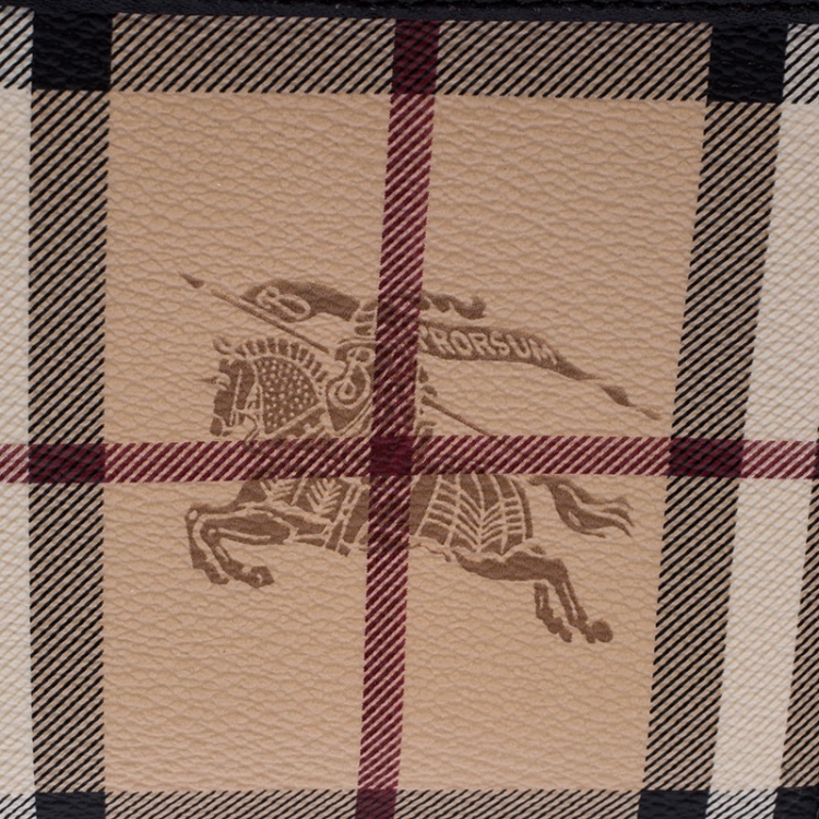 Pre Owned Burberry Black/Beige Haymarket Check Bifold Wallet