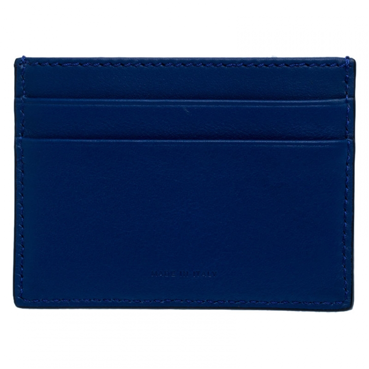 Pre Owned Burberry Blue Logo Print Leather Sandon Card Holder
