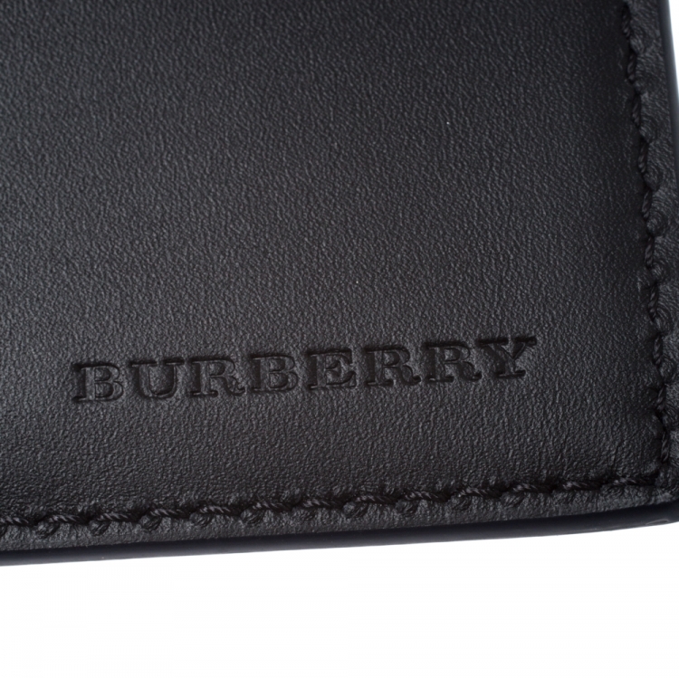 Pre Owned Burberry Blue Graffiti Print Leather Bifold Wallet